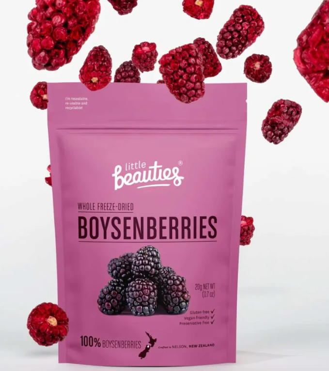 Crunchy NZ Whole Boysenberries Freeze Dried 20g - NET 120g